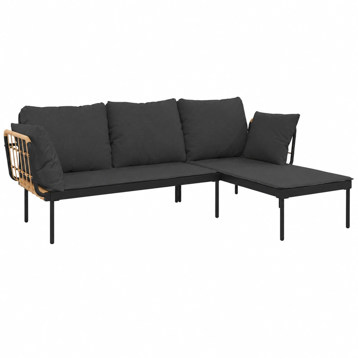 Loungeset – 3-teilig, aus Rattan, für Garten und Terrasse