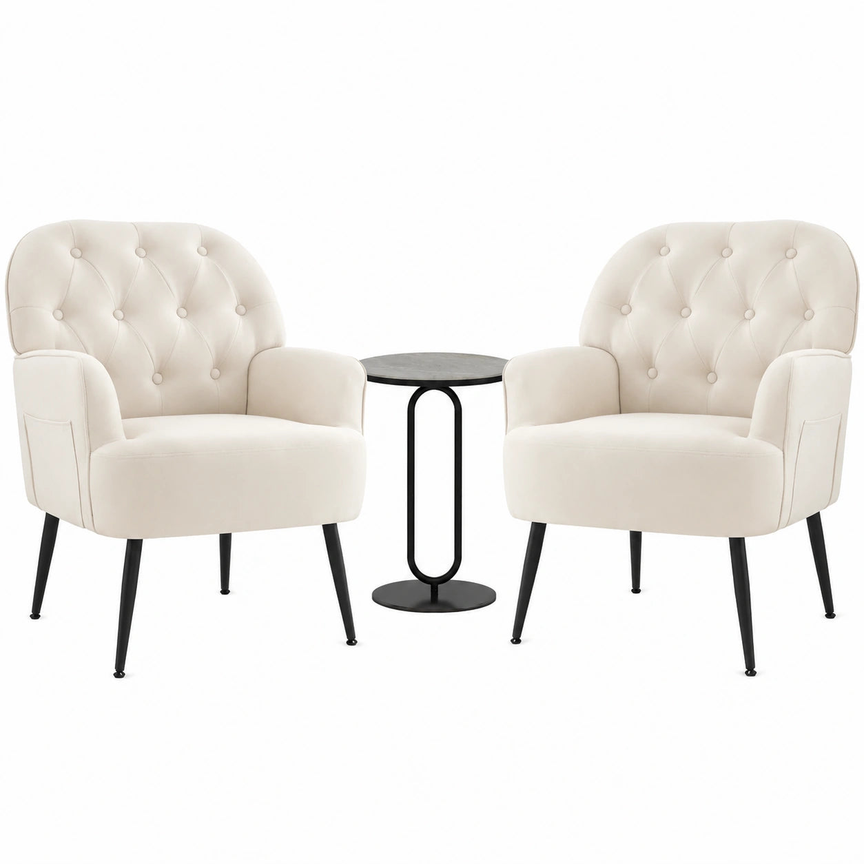 Sessel – moderner Stil, gepolstert, mit Armlehnen, aus Leinen, Beige, für Wohnzimmer und Schlafzimmer