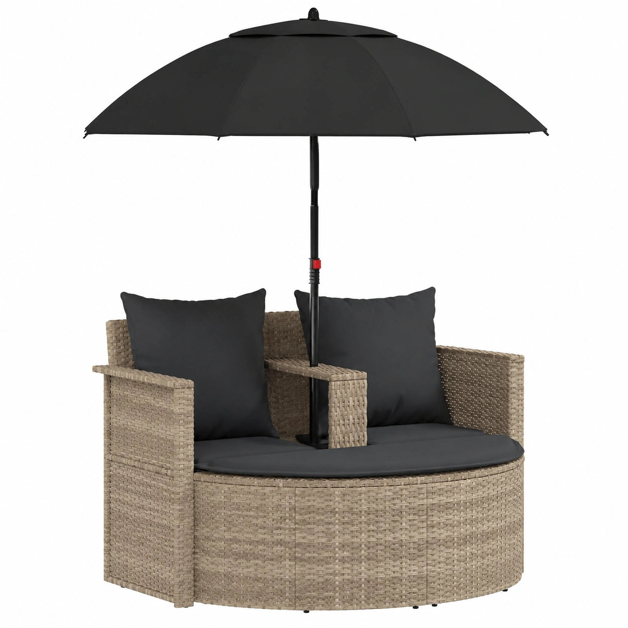Sofa – moderner Stil, aus Rattan, Dunkelgrau und Hellgrau, für Garten