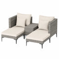 Gartenmöbel – 5-teilig, aus Rattan, Grau, für Garten, Terrasse und Balkon