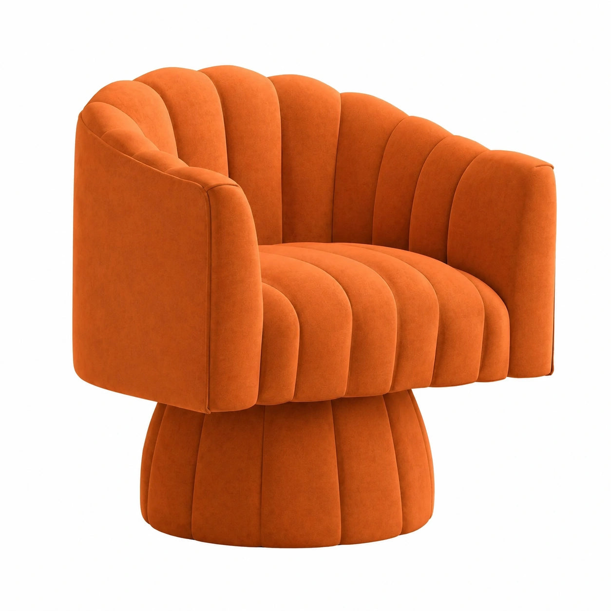 Sessel – runde Form, drehbar, gepolstert, Orange, für Wohnzimmer, Schlafzimmer und Büro