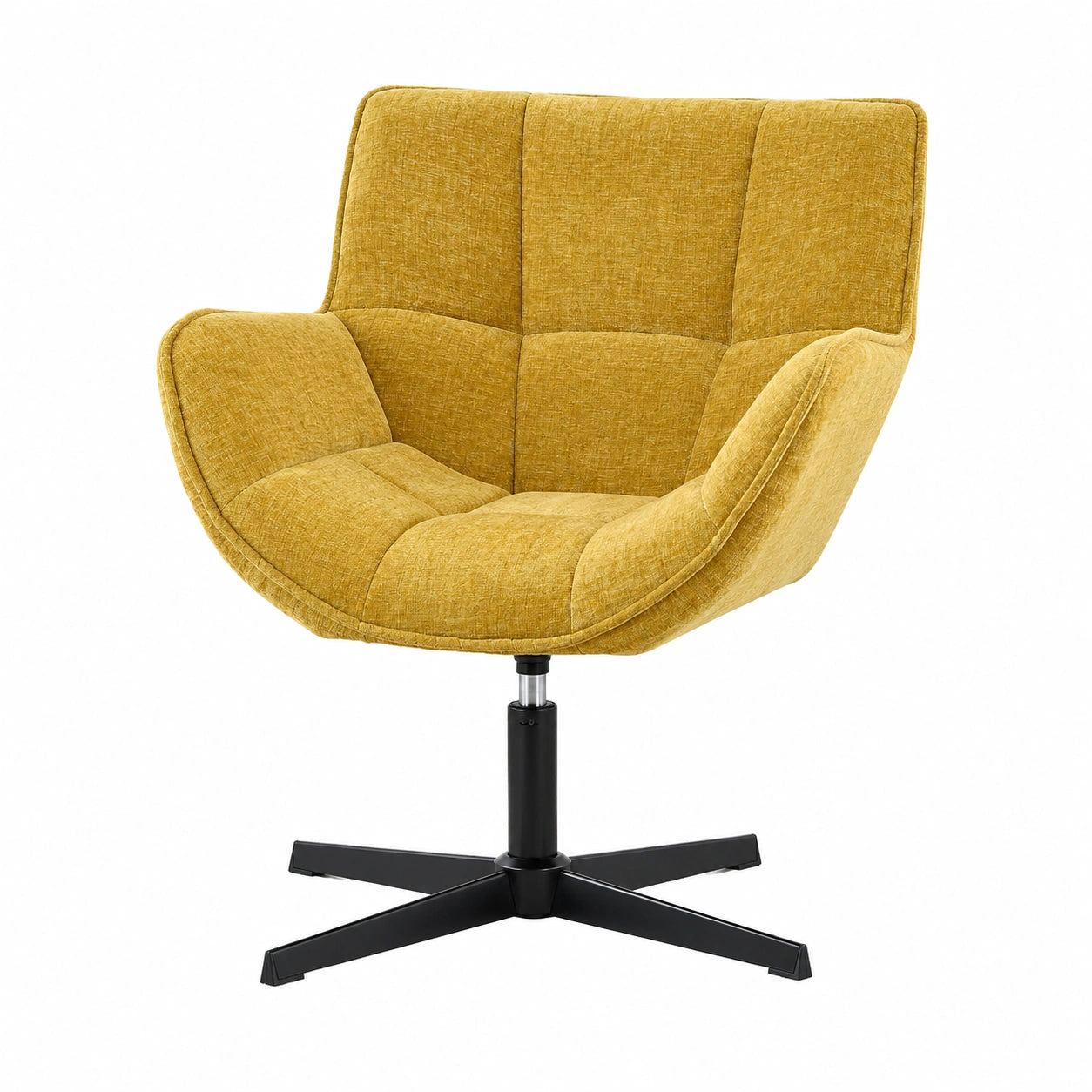 Sessel – drehbar, gepolstert, Gelb, für Wohnzimmer, Schlafzimmer und Büro