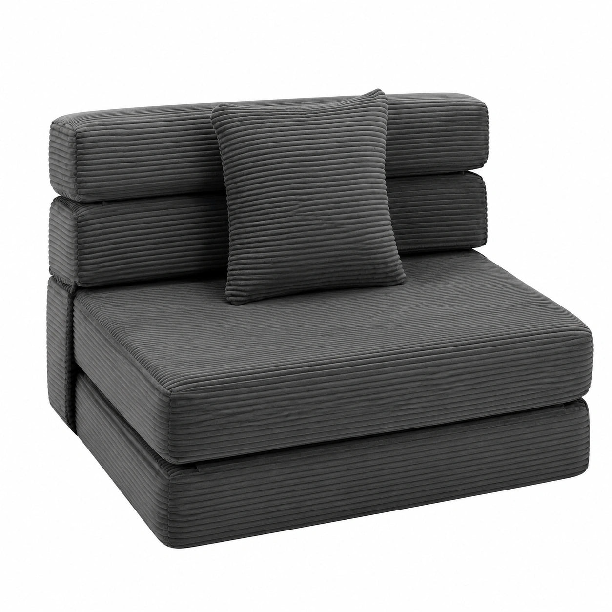 Sessel – 100 × 193 cm, klappbar, mit Schlaffunktion, Dunkelgrau, für Wohnzimmer und Schlafzimmer