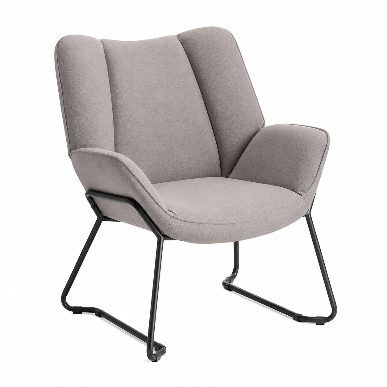 Loungesessel – moderner Stil, gepolstert, aus Leinen, Grau, für Wohnzimmer und Balkon
