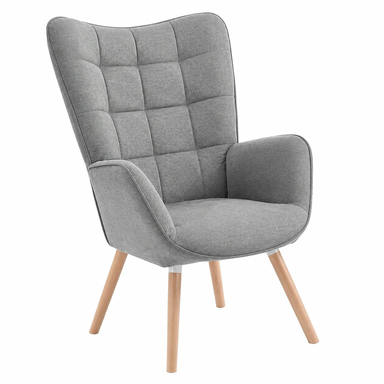 Sessel – gepolstert, aus Stoff, Grau, für Wohnzimmer, Schlafzimmer und Büro